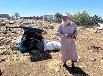 A newly displaced Palestinian shepherd from the Umm al-Hamam Bedouin community in Salfit governorate, after Israeli forces demolished several homes and animal shelters belonging to his family, undermining their livelihood. Photo by OCHA