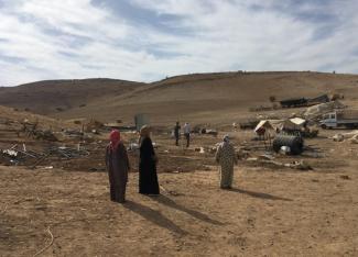 Women in Tell el Himma 15 days after demolition took place. Photo by OCHA
