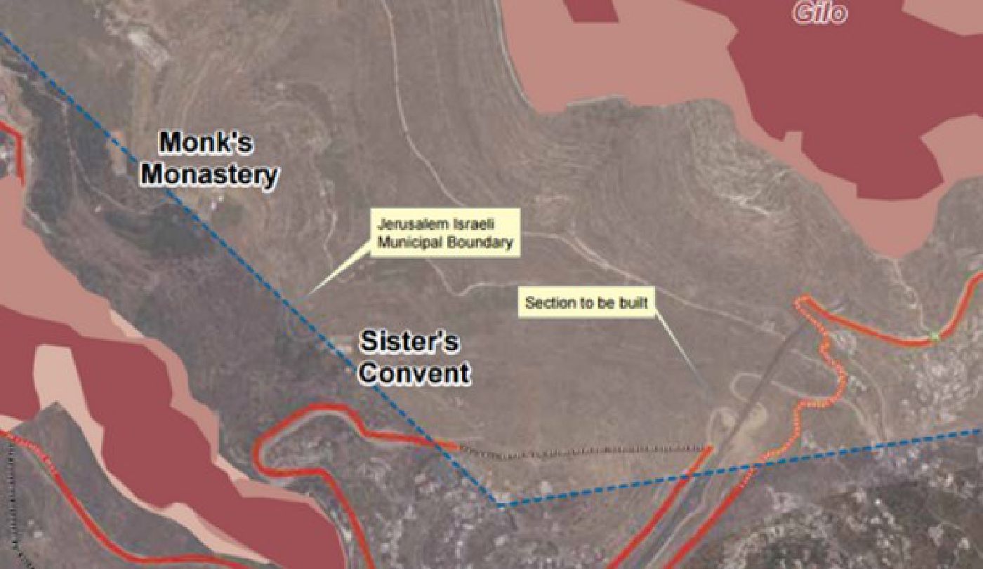 Map of the Barrier construction in the area of Beit Jala