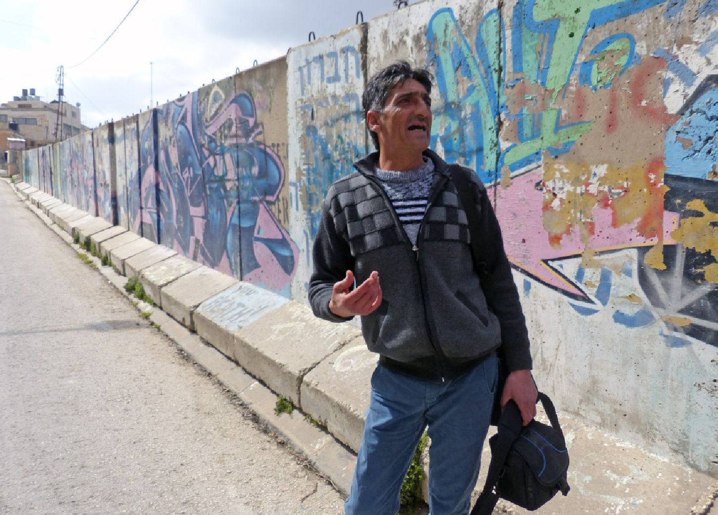 Concrete wall on the entrance to Imad Abu Shamsiyyih's home, Tel Rumeida, Hebron, March 2017