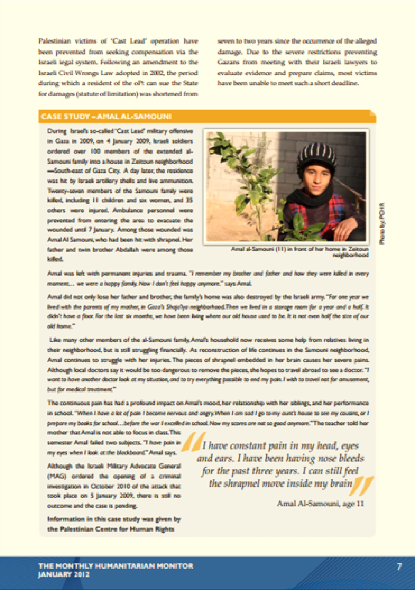 Humanitarian Bulletin, January 2012