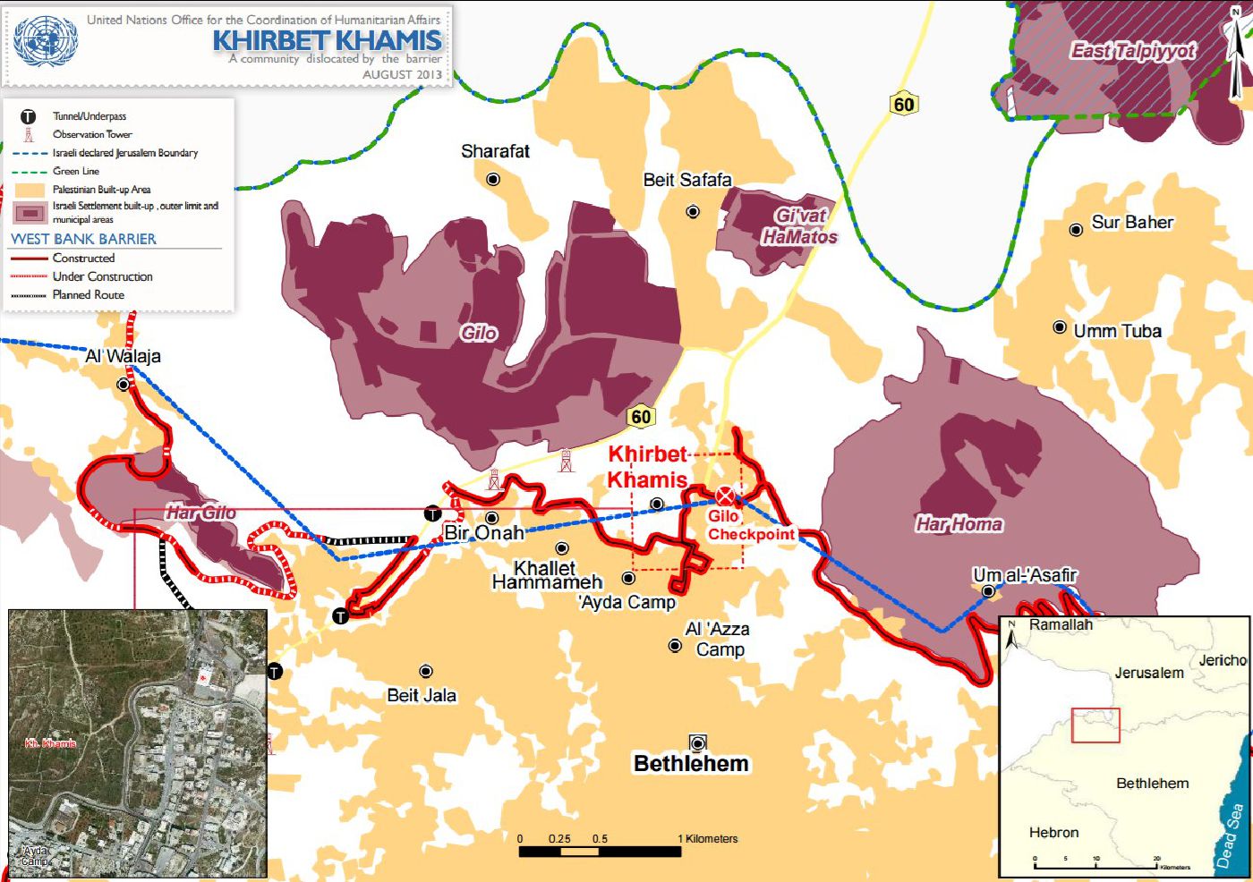 Map of Khirbet Khamis and its surroundings