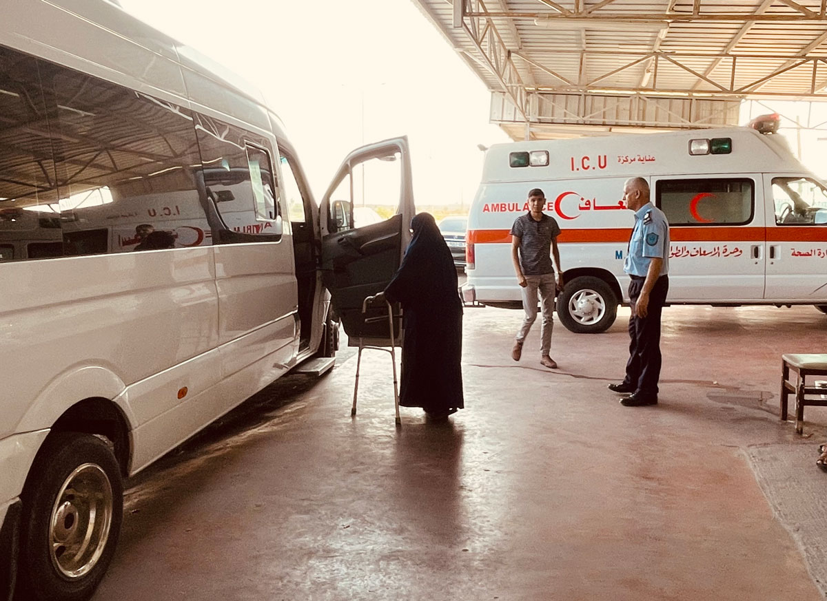 Palestinians at the Israeli-controlled Erez crossing on their way out of the Gaza Strip for medical treatment. Photo by OCHA, 23