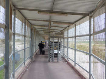 Corridor leading from the Erez Crossing to a Palestinian checkpoint within Gaza