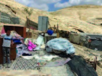 One home demolished in Abu George Bedouin - Nkheila community (Jerusalem), 8 July 2020. The family is facing its second demolition and displacement in one month. Photo by OCHA.