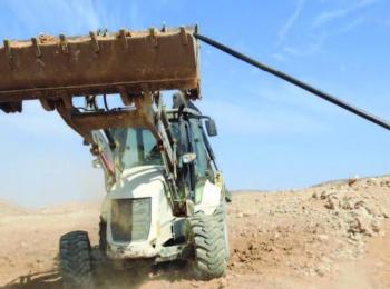 The Israeli authorities remove part of a donor-funded network supplying water to eight communities in Massafer Yatta (Hebron), 28 October 2020. Photo by Alliance for Human Rights.