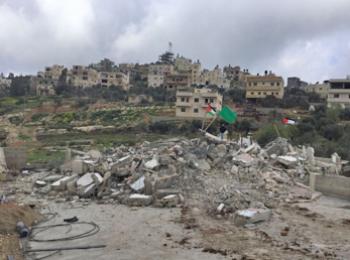 Demolition of a house on punitive grounds in Kobar village on 7 March (Ramallah). Photo by OCHA. Photo by OCHA.