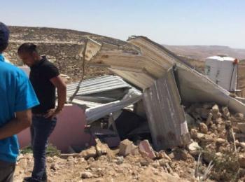 Donor funded residential structure demolished in Khallet Athaba’ (Hebron), 11 September 2019.