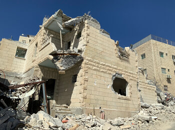 A 6-story residential building, whose Palestinian owner was forced to demolish it due to lack Israeli-issued building permit, which is almost impossible to obtain. A family of 29 people were consequently displaced. Jabal al Mukabbir, East Jerusalem. Photo by OCHA 