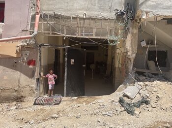 Destruction in a residential area of Nur Shams refugee camp, the West Bank, following a large-scale operation carried out by the Israeli military on 10 July 2024. Photo by OCHA