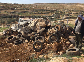 Demolition in Mantiqat Shib al Butum - 23 February 2022. ©Photo by OCHA.