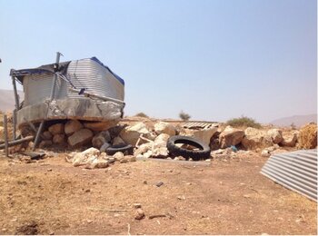 Agricultural reservoir demolished by the Israeli authorities in Furush Beit Dajan (Nablus), 15 July 2021. Photo by OCHA.