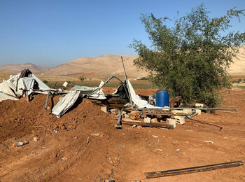 Demolition of livelihood and Agricultural structures in Lifjim community. ©Photo taken by OCHA.