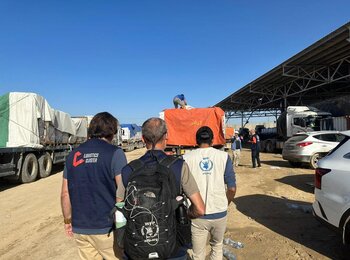 World Food Programme personnel prepare for the influx of humanitarian aid agreed on during the pause. WFP