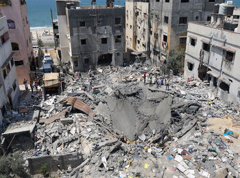 Destruction following the Israeli airstrike during the escalation in August 2022. © Photo by OCHA