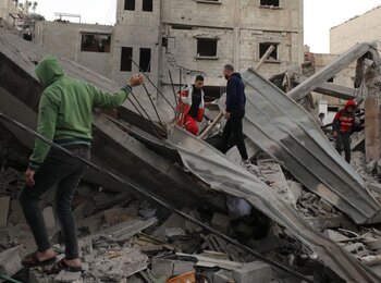 הרס ברצועת עזה. צילום: אגודת הסהר האדום הפלסטיני, 1 בדצמבר 2023
