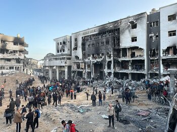 Al Shifa Hospital is now in ruins and no longer able to function as a hospital, according to the World Health Organization. Photo by WHO