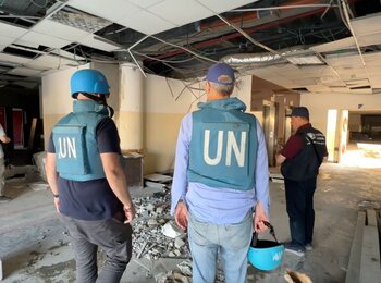 צוות מטעם האו״ם בצפון עזה, 15 באפריל 2024. צילום: ארגון הבריאות העולמי