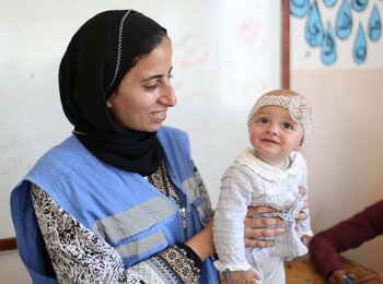 Supported by UNRWA medical staff in Gaza, nine-month-old Jamila survived pneumonia. Humanitarian support is provided despite immense challenges, including limited access, supplies, equipment and safety. Photo by UNRWA 