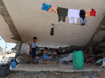 Family residing in a severly damaged