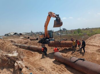  The temporary restoration of wastewater infrastructure serving Gaza city through support by UNICEF and the ICRC. Photo by UNICEF