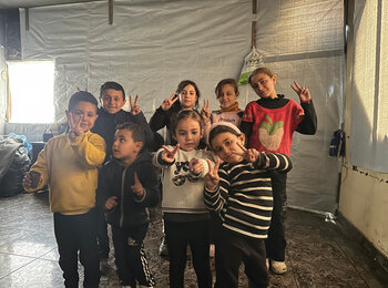 Children who have returned with their family to northern Gaza and are now staying in their damaged home. Humanitarian actors racing against time to provide displaced people and returnees with food, shelter materials, winter clothing and other essentials. Photo by OCHA/Olga Cherevko