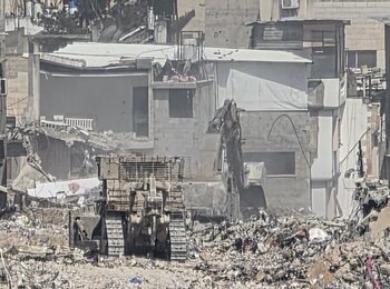 Israeli demolition in Tulkarm refugee camp, 10 June 2025. Photo courtesy of community members.