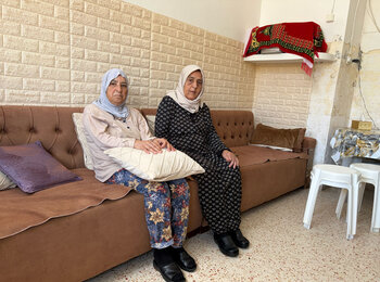 Rabe'a and An'am Maragha, Palestinian residents of Silwan, East Jerusalem. Settlers took over part of their apartment and the upper floors after Israeli forces evicted their relatives. “They tore our family apart,” one of them said.