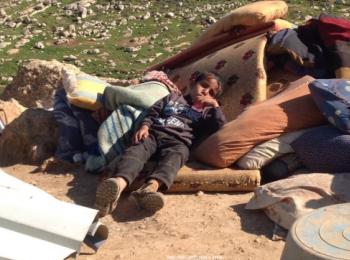 A boy who lost his home in Ein Ar Rashash, 15 February 2016