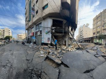 Destruction in Gaza following Israeli airstrike 15 May 2021