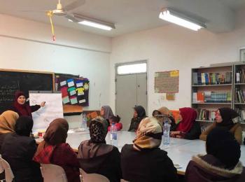 One of the meetings of the GBV Safety Audit Groups with the mothers in Fasayel Coed School on the 5th of February 2018. © Photo by AVSI
