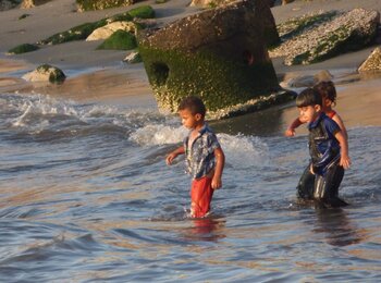 Polluted beach in Gaza city, June 2016. Photo by OCHA