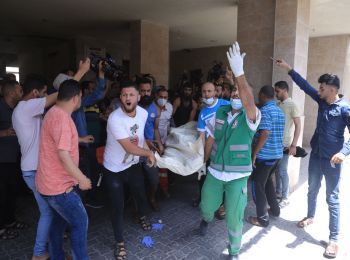 Casualties following airstrike on Gaza, 11 May 2021. Photo by Samar Abu Elouf, photographer