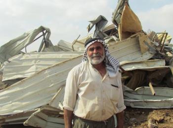 Demolition of eight structures in Al Hadidiya Bedouin community in the Jordan Valley on 11 October. Photo by OCHA