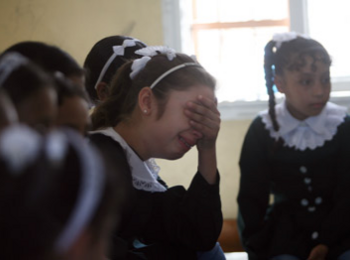 Shaima at school. Photo by UNICEF/ElBaba