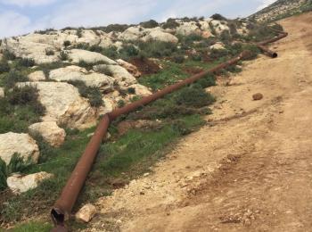 Damage to pipes, which are part of a project designed to supply water to the communities of Beit Dajan and Beit Furik (Nablus) on 17 Feburary. Photo by OCHA.