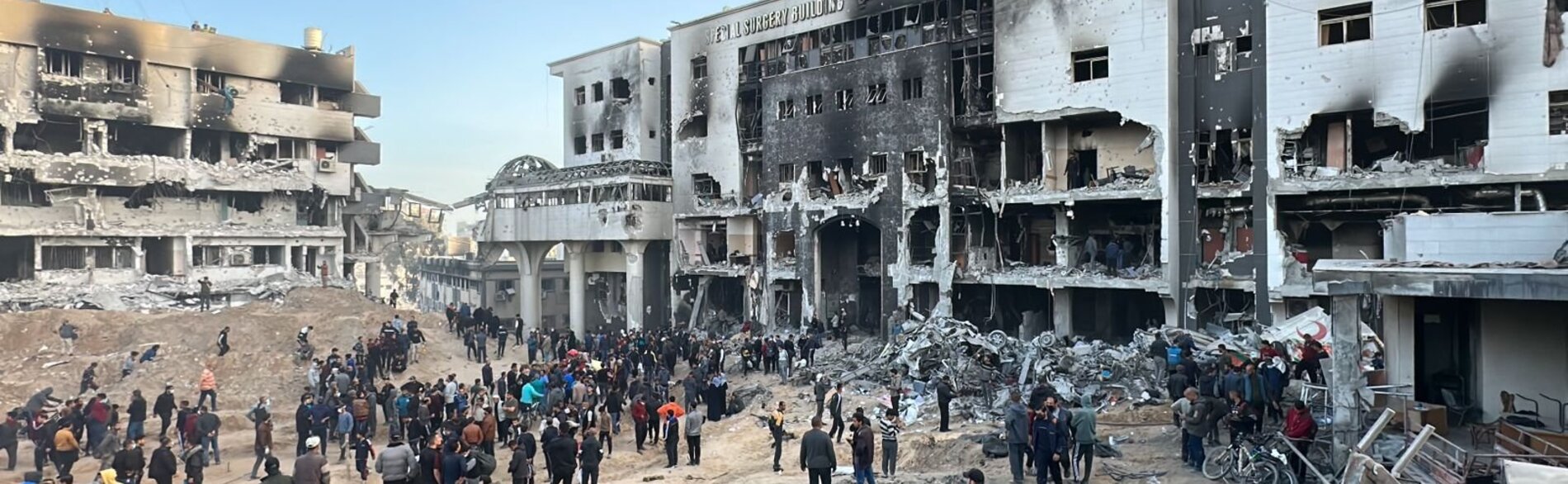 Al Shifa Hospital is now in ruins and no longer able to function as a hospital, according to the World Health Organization. Photo by WHO
