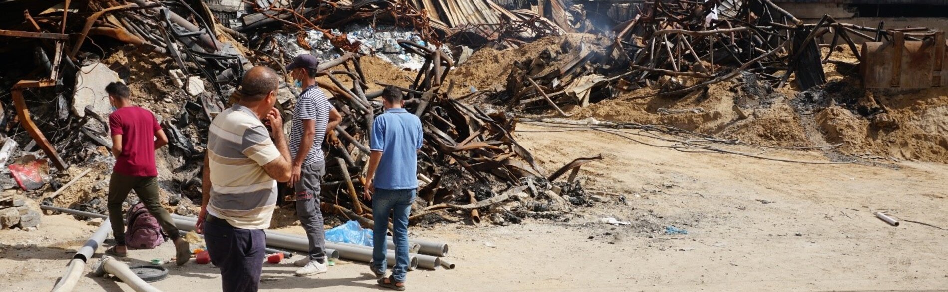 The destroyed agrochemical warehouse, July 2021. Photo by OCHA.