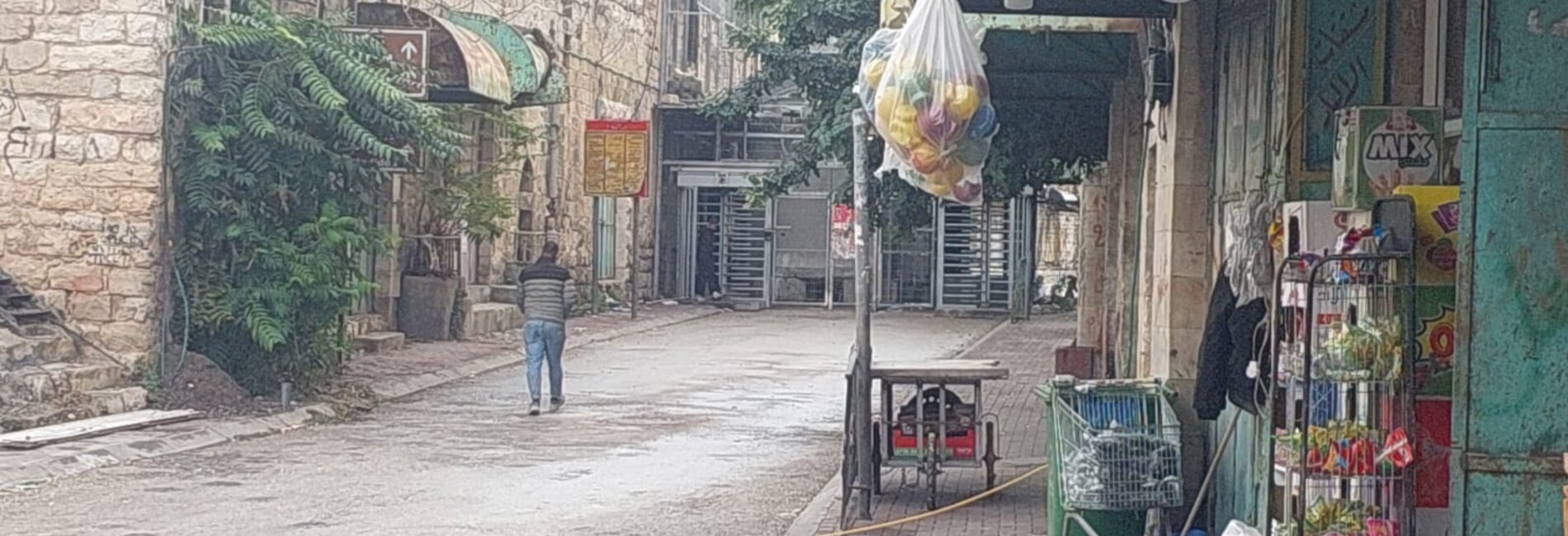 An Israeli checkpoint, kept closed since 23 November 2025, outside Ash Shuhada Street in the H2 area of Hebron city. Photo courtesy of a resident.