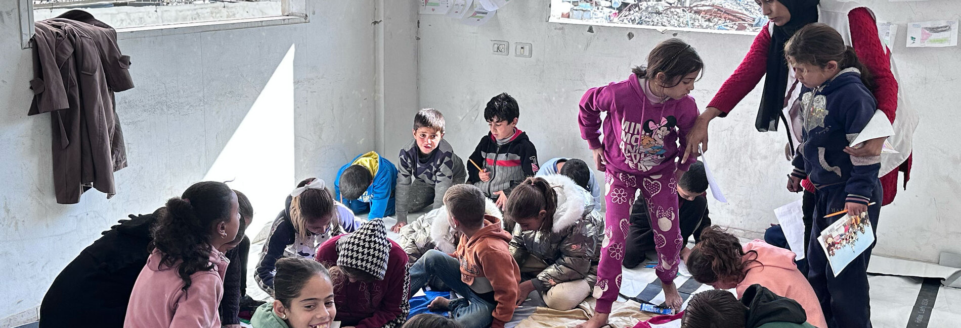 Palestinian children gather in Jabaliya for recreation and learning activities. Photo by OCHA 