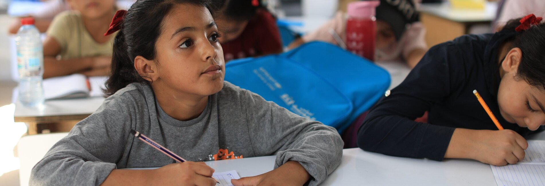 Children attend classes as learning resumes for the new academic year in Gaza. Photo by UNICEF