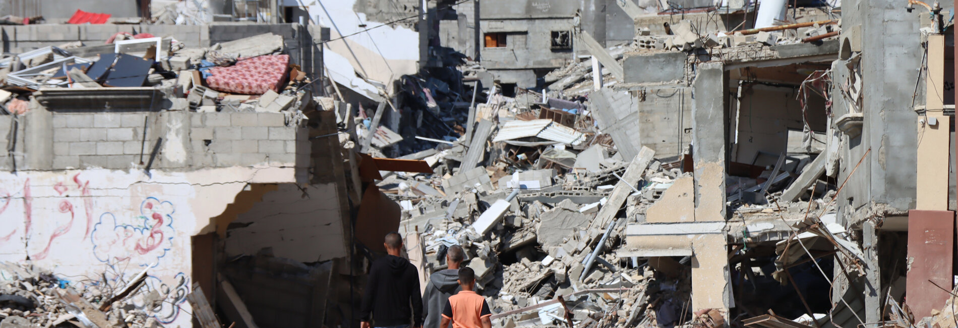 Destruction in Khan Younis, 10 April 2024. Photo by OCHA/Themba Linden