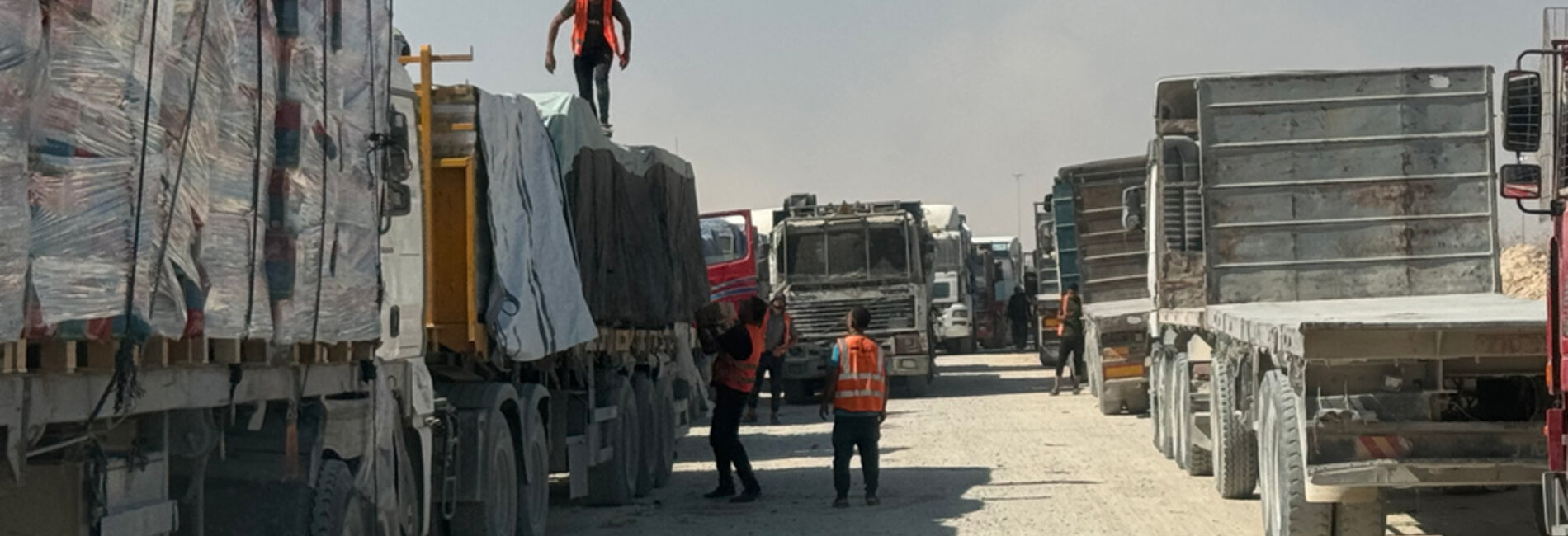 Supplies being processed inside the Gaza Strip. Photo by OCHA, 9 July 2024 