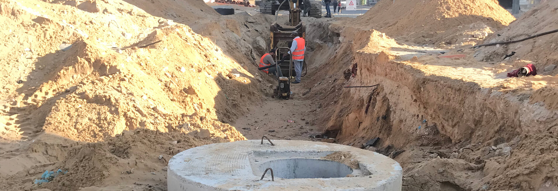 The rehabilitation of water and sewage networks in Beit Lahia, the Gaza Strip. Photo by Palestinian Environment Friends/2021