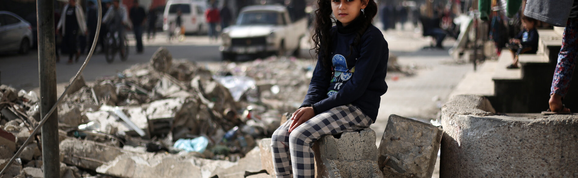 “I wish the war would end soon. I want to go back to my school. I miss my teachers and my friends,” Maha (11), Rafah. Over 625,000 students remain with no access to education or safety. Most schools in Gaza are damaged, destroyed or used to accommodate displaced people. Photo by UNICEF/Eyad El Baba, 8 January 2024 