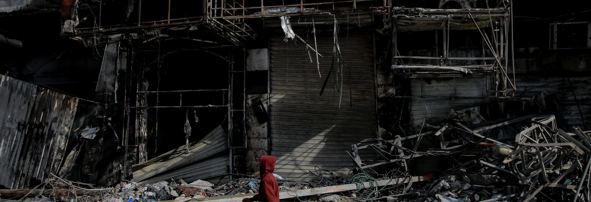 "I no longer recognize my neighbourhood!" 15-year-old Hamza, Gaza city. Photo by UNICEF/Omar Al-Qattaa, 11 January 2024 