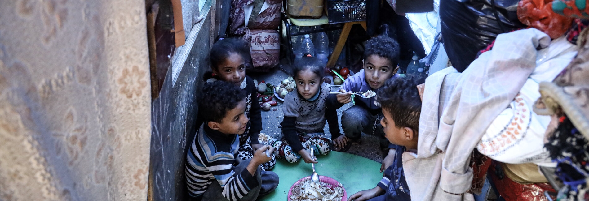 Almost all children in Gaza now require mental health and psychosocial support, twice as many compared with pre-war estimates. At least 17,000 children are unaccompanied or separated from their parents. Children at a shelter for displaced people in Gaza. "I want to return home desperately and play with all my toys," one of them said. Photo by UNICEF/El Baba