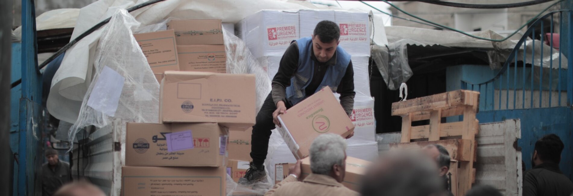 Offloading aid in Jabalya, northern Gaza. Photo by UNRWA/Mohammed Hinnawi, 19 March 2024