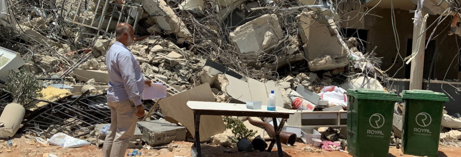 Between 9 and 15 June, 30 people were displaced due to demolitions across the West Bank. A newly displaced Palestinian standing next to what remains of his home, following a demolition by Israeli forces in Barta’a enclave, between the Barrier and the Green Line, 14 June 2026. Photo: OCHA