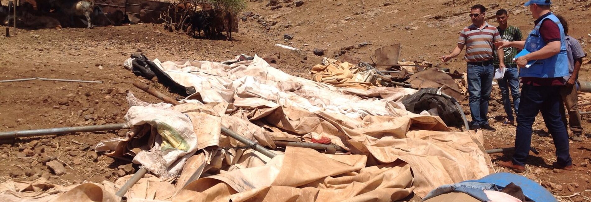 Needs assessment ongoing following a demolition in the Khirbet ar Ras al Ahmar community in the Northern Jordan Valley, 30 July, 2019. 